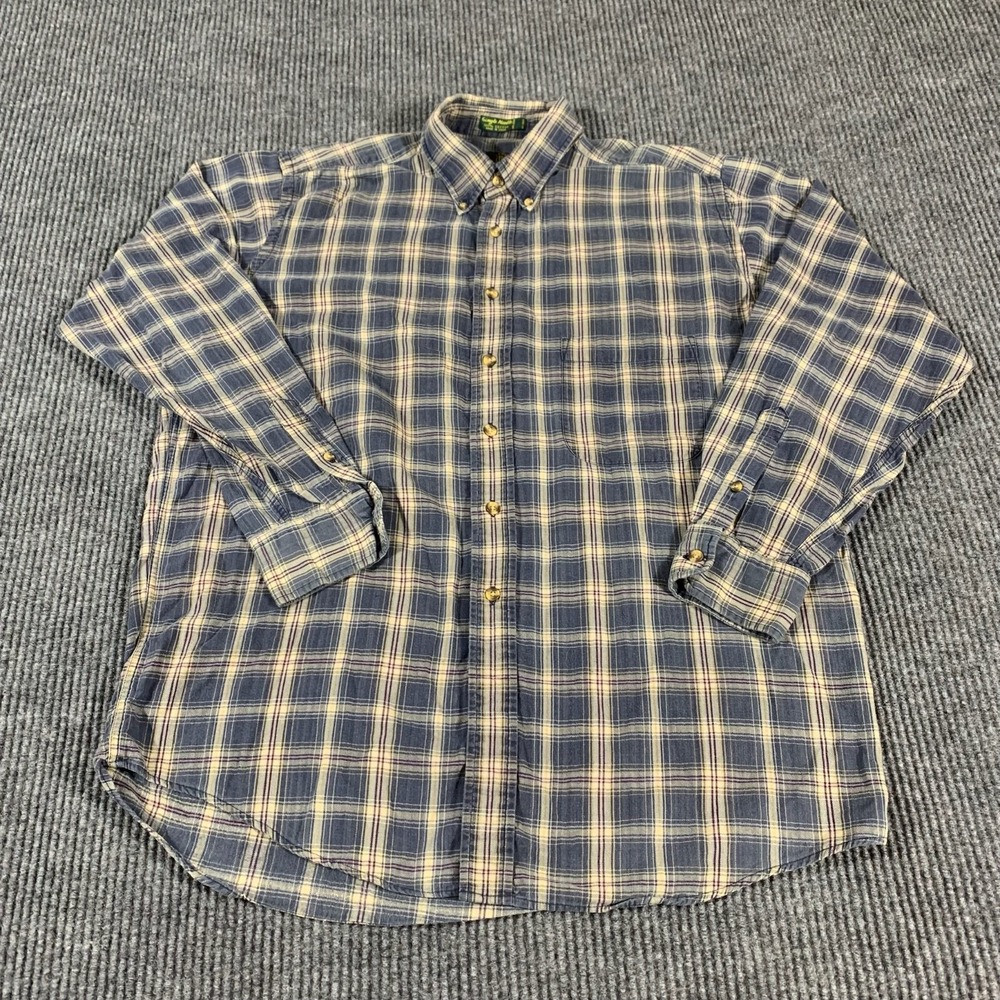 Club Room Shirt Mens Medium Blue Plaid Button Down Cotton Single Needle Y2K Work